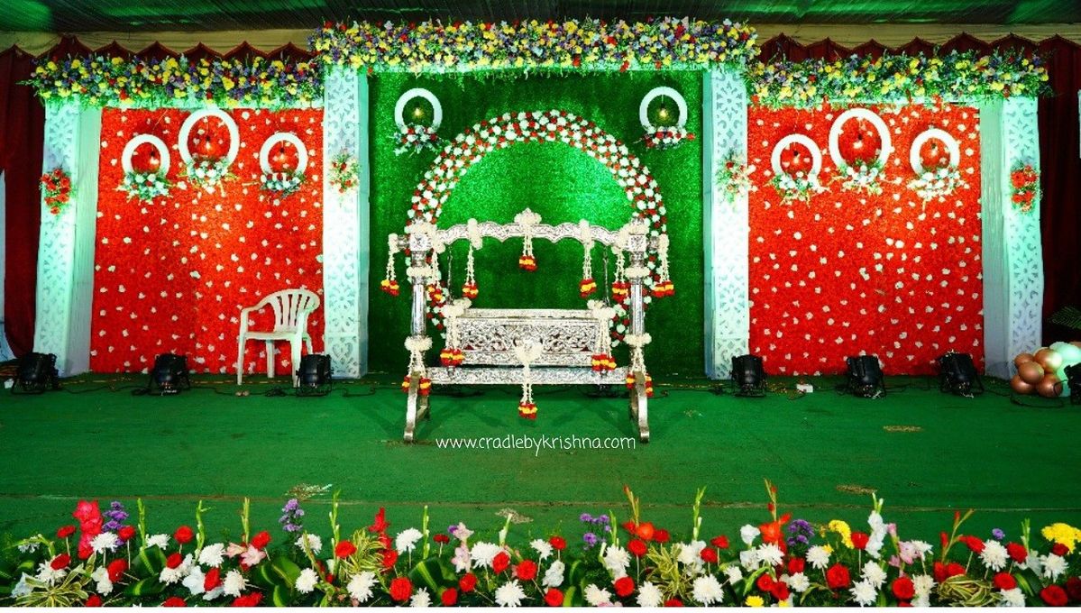 Marriage Hall Lighting and Floral Setup